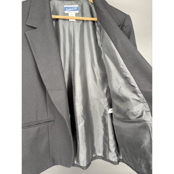 Vintage Pendleton Women's Petite Wool Blazer Jacket Size 12 Black Professional - Picture 7 of 11